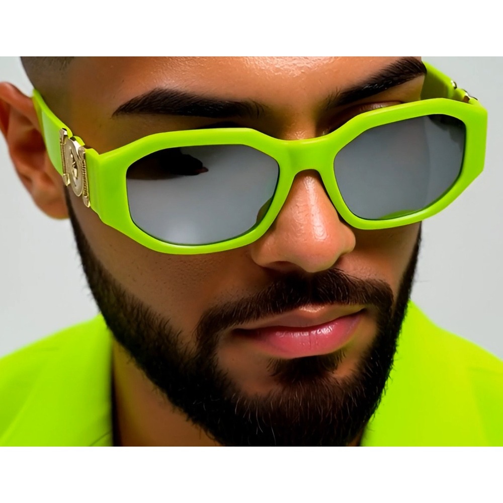 Neon Green Gold Head Sunglasses Bold Statement Fashion Accessory Fashion Lentes